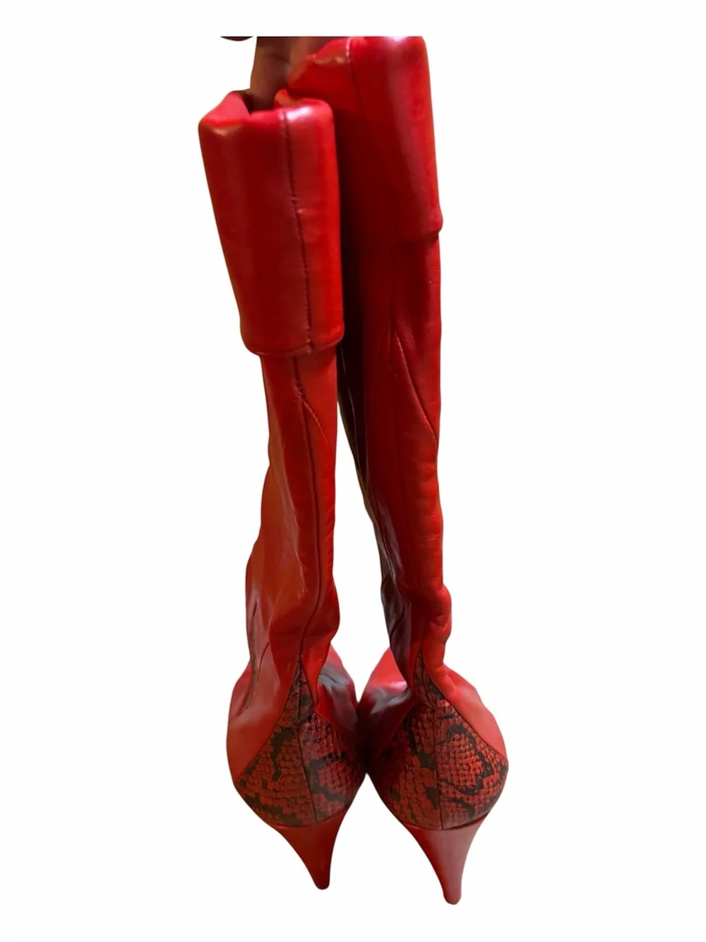 Women's Red Over-the-Knee Leather Boots